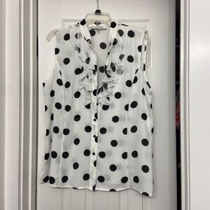 Sheer polka dot ruffle shirt New without tags!!